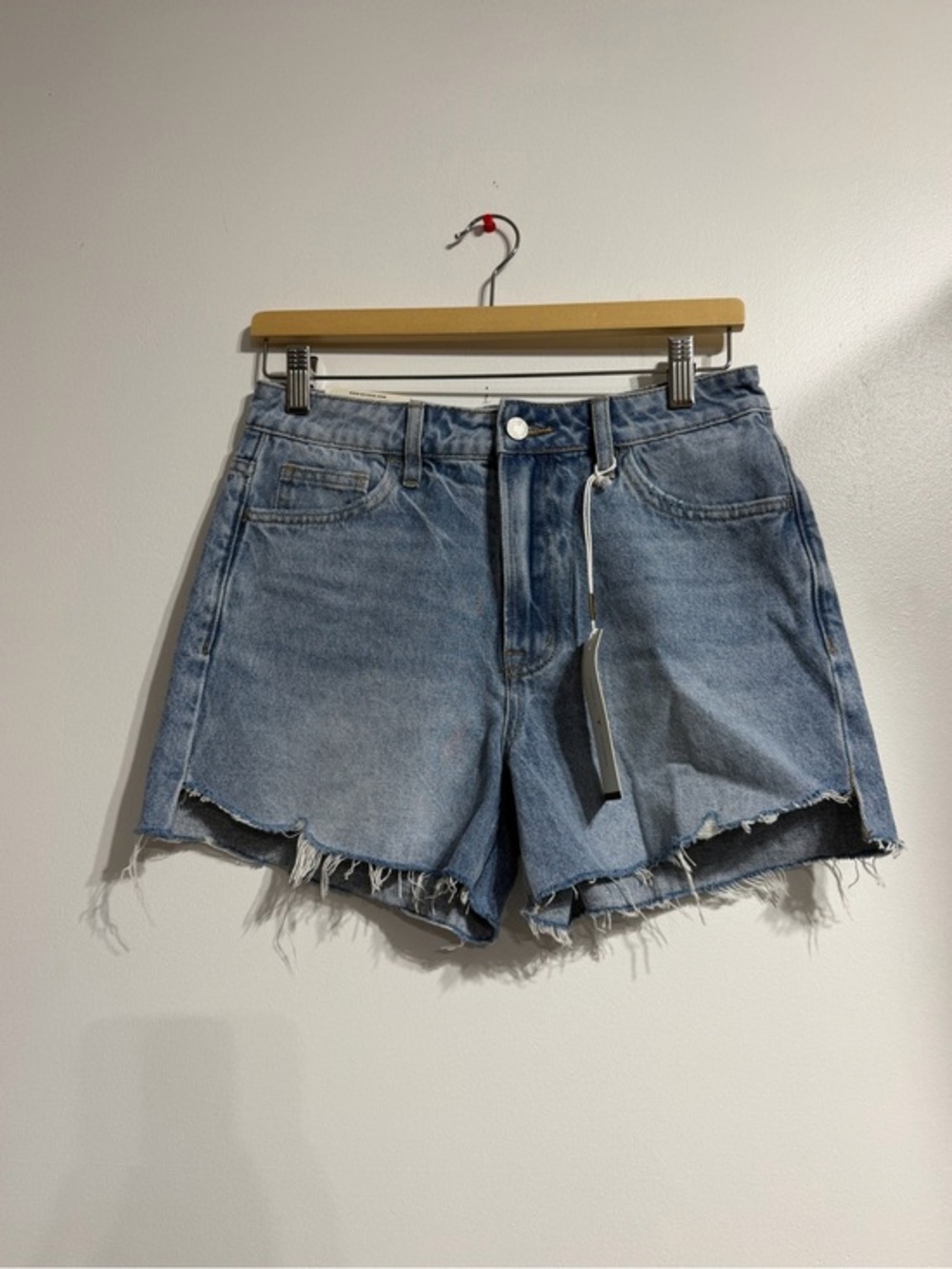 Bayeas Kelly High Rise Raw Hem Light Wash Denim Shorts NWT Size S